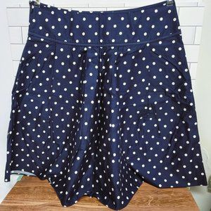 New York & Company Navy White Polka Dot Circle Skirt Size 12